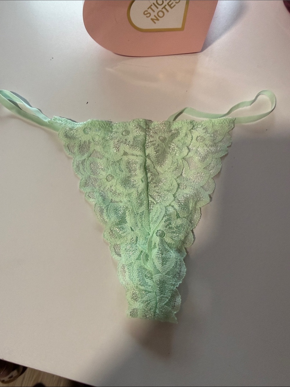 PINK Victoria's Secret Mint Green Lace Thong
